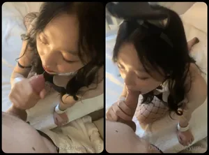 Thỏ con dam dang thích mút cậu bé to