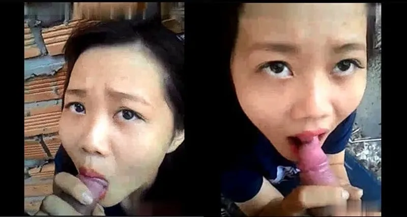 Em gái bú củ khoải ở vườn sau nhà